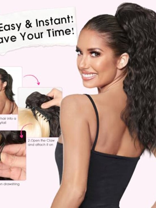Ponytail Extension, 18 Inch Black Brown Claw Clip Ponytail Extensions main image 6